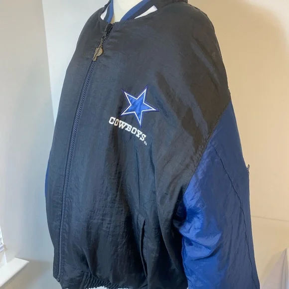 Men’s size XXL Cowboys NFL experience Nylon zipper & button jacket vintage - Picture 9 of 15
